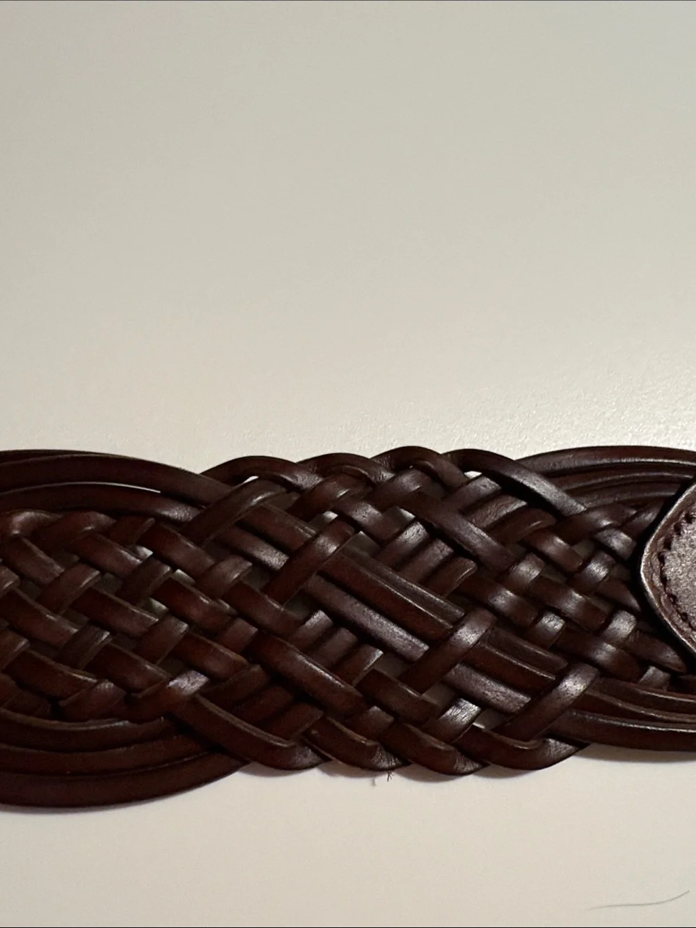 SONOMA womens Braided Leather Belt in Dark Brown with Brass Buckle nwt Sz Large